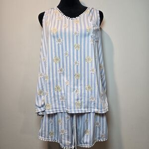 Pj Couture Soft Striped Floral PJ Set Large